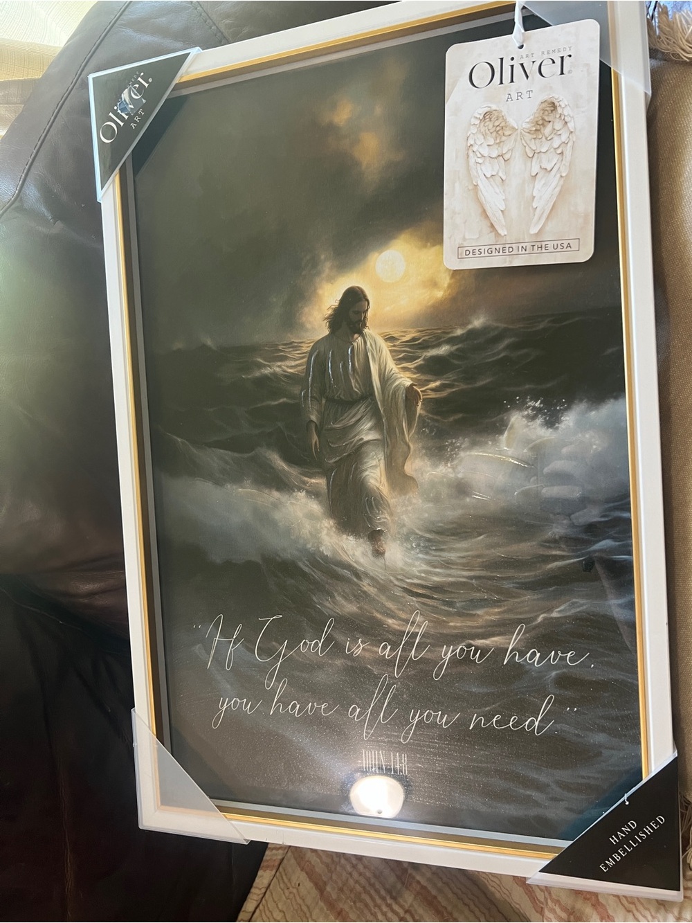 Oliver Art Framed Wall Art – Religious Jesus Scene in Neutral Tones